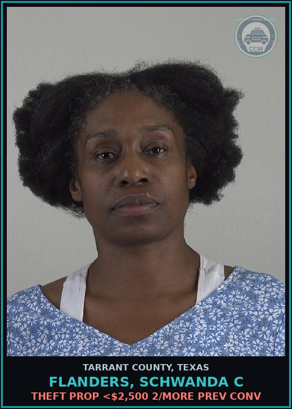Booking mugshot of Flanders, Schwanda C in Tarrant County