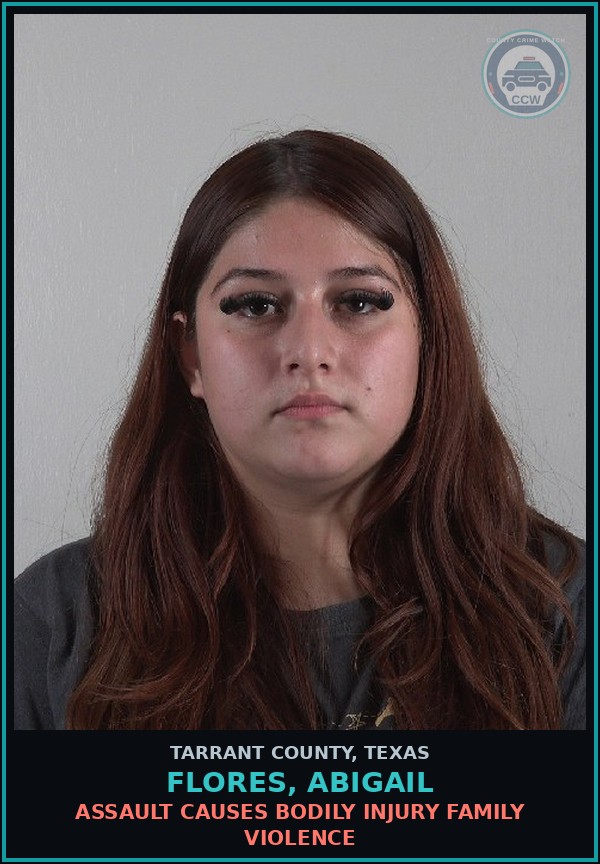Booking mugshot of Flores, Abigail in Tarrant County