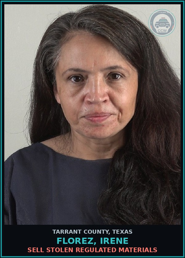 Booking mugshot of Florez, Irene in Tarrant County