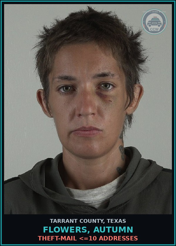 Booking mugshot of Flowers, Autumn in Tarrant County