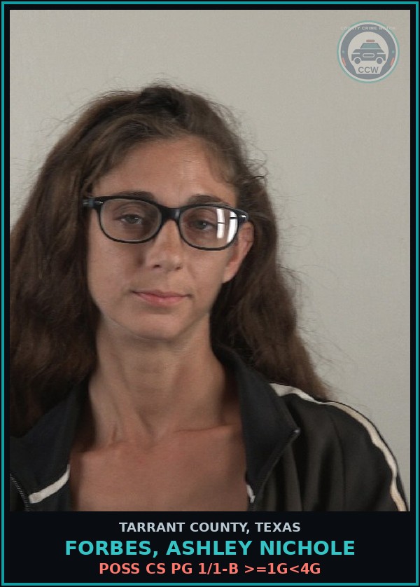 Booking mugshot of Forbes, Ashley Nichole in Tarrant County