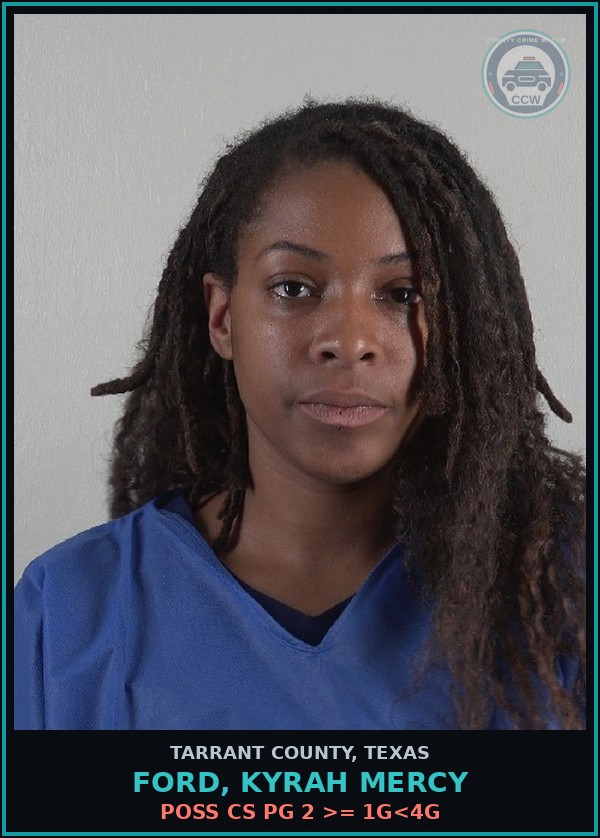 Booking mugshot of Ford, Kyrah Mercy in Tarrant County
