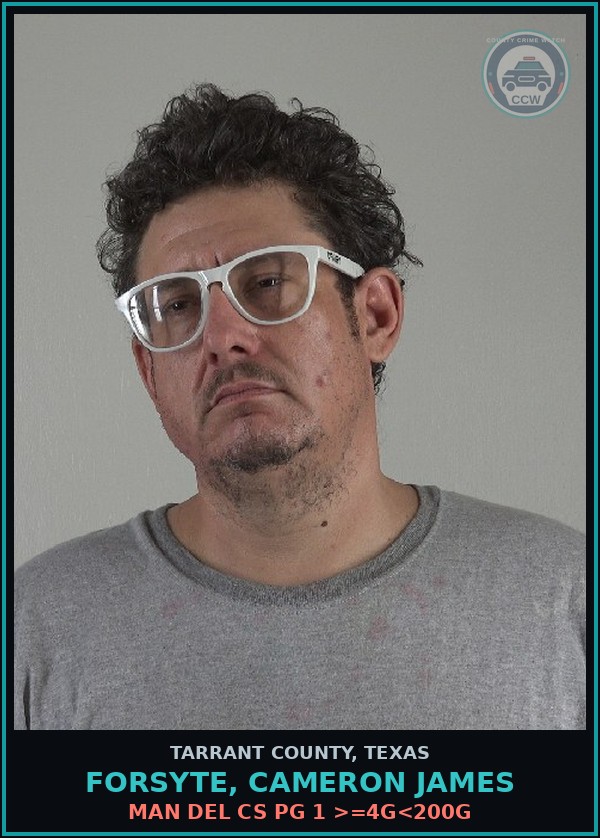 Booking mugshot of Forsyte, Cameron James in Tarrant County