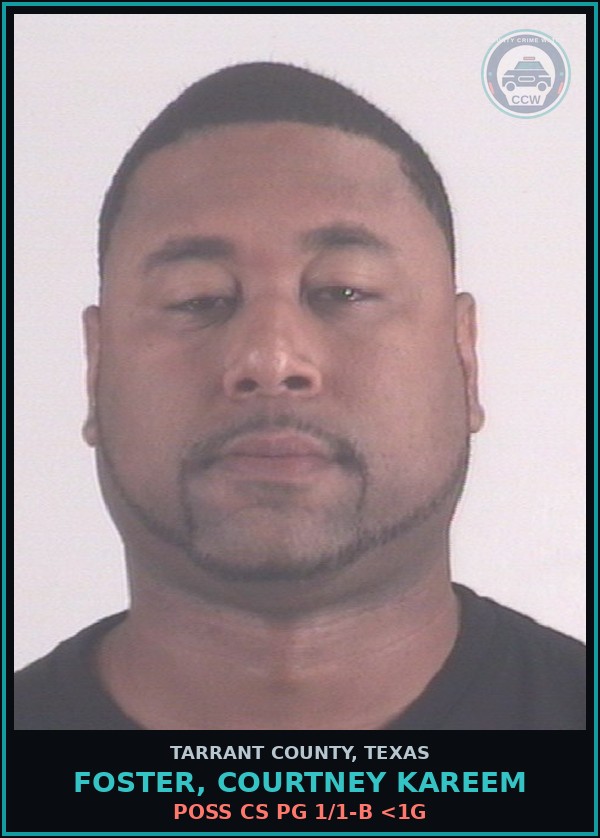 Booking mugshot of Foster, Courtney Kareem in Tarrant County