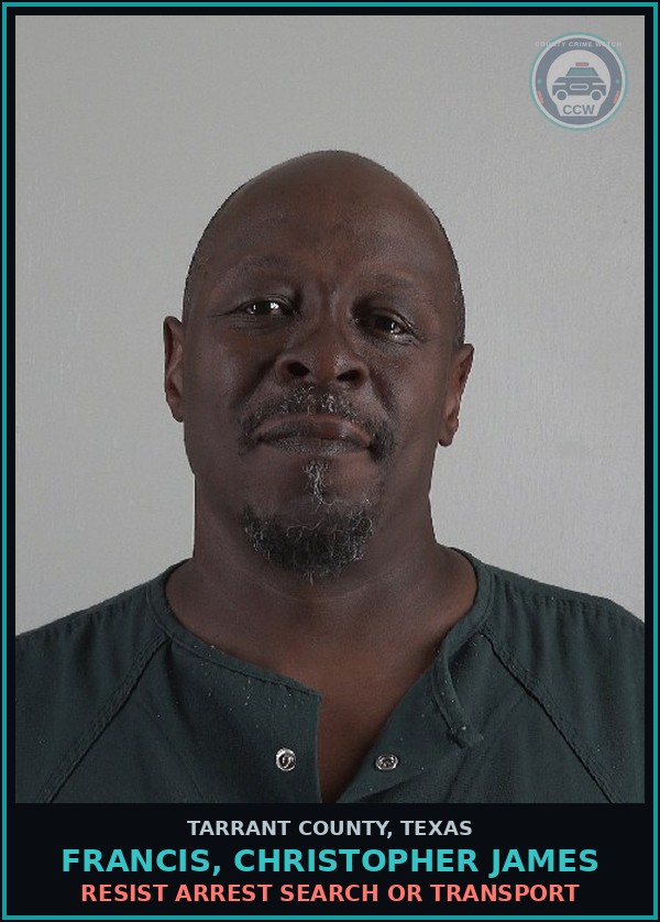 Booking mugshot of Francis, Christopher James in Tarrant County