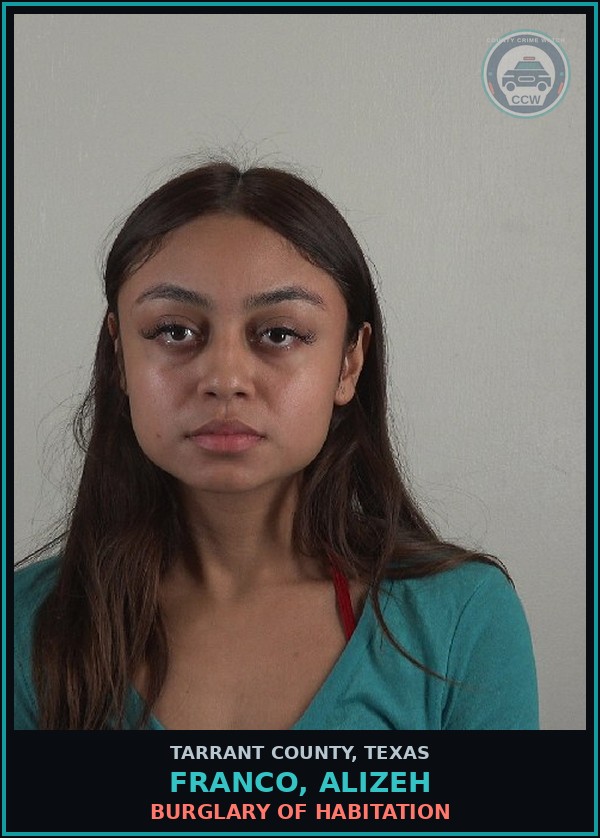 Booking mugshot of Franco, Alizeh in Tarrant County