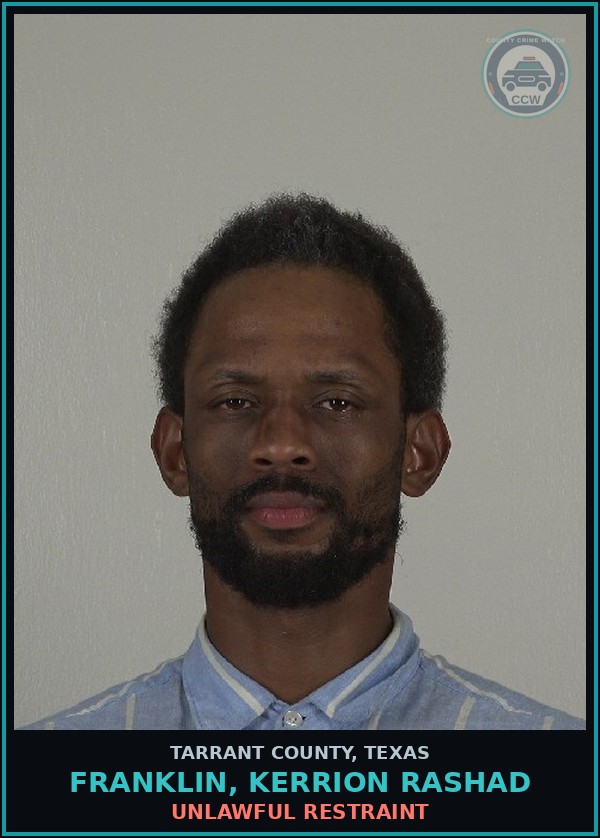Booking mugshot of Franklin, Kerrion Rashad in Tarrant County