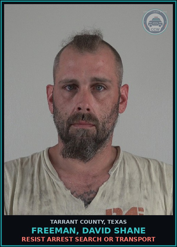 Booking mugshot of Freeman, David Shane in Tarrant County