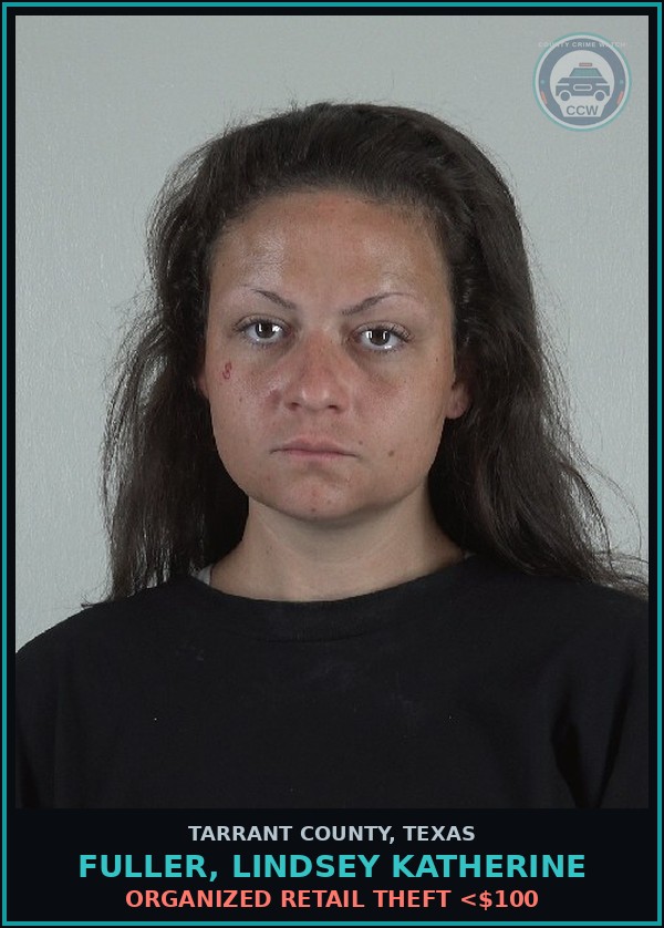 Booking mugshot of Fuller, Lindsey Katherine in Tarrant County