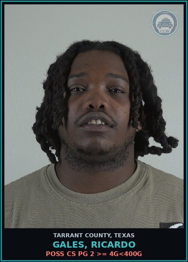 Booking mugshot of Gales, Ricardo in Tarrant County