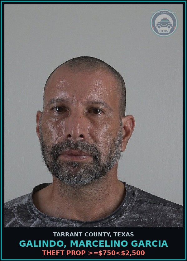 Booking mugshot of Galindo, Marcelino Garcia in Tarrant County