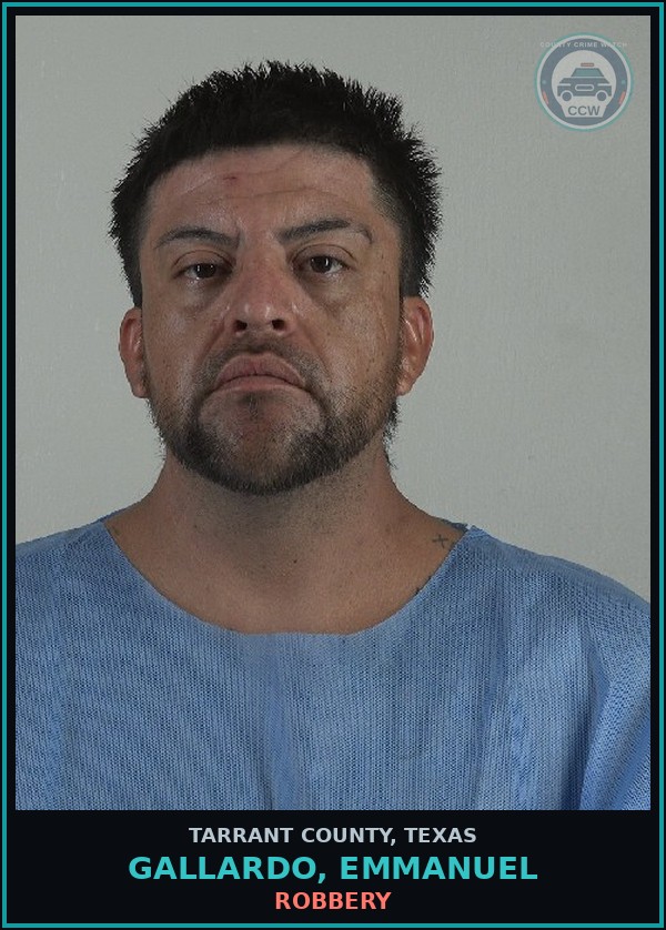 Booking mugshot of Gallardo, Emmanuel in Tarrant County