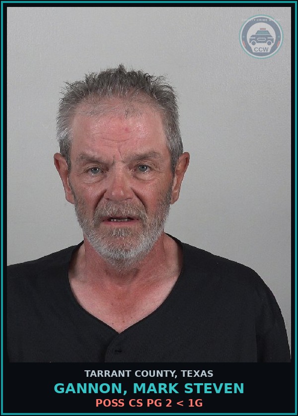 Booking mugshot of Gannon, Mark Steven in Tarrant County