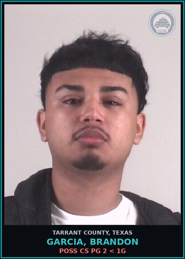 Booking mugshot of Garcia, Brandon in Tarrant County