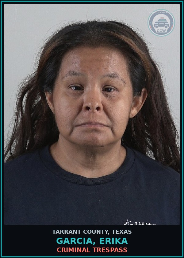 Booking mugshot of Garcia, Erika in Tarrant County