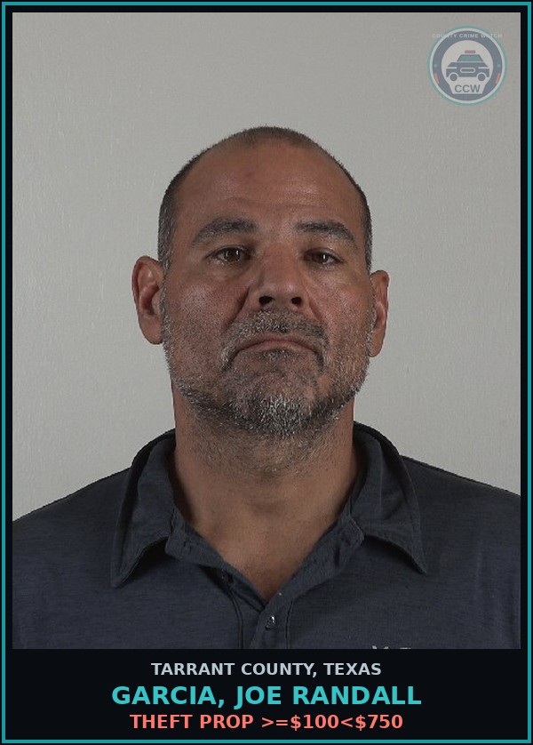 Booking mugshot of Garcia, Joe Randall in Tarrant County