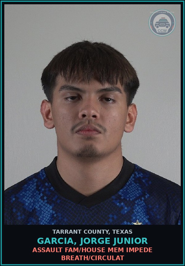 Booking mugshot of Garcia, Jorge Junior in Tarrant County