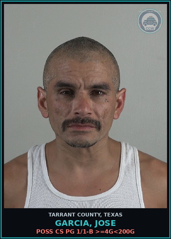Booking mugshot of Garcia, Jose in Tarrant County