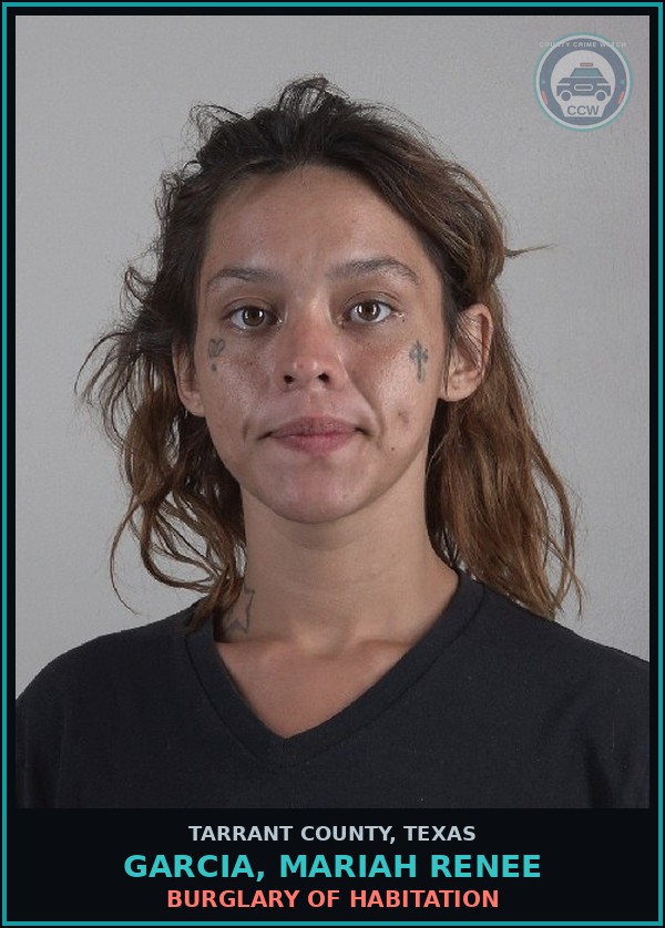 Booking mugshot of Garcia, Mariah Renee in Tarrant County