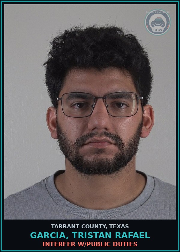 Booking mugshot of Garcia, Tristan Rafael in Tarrant County
