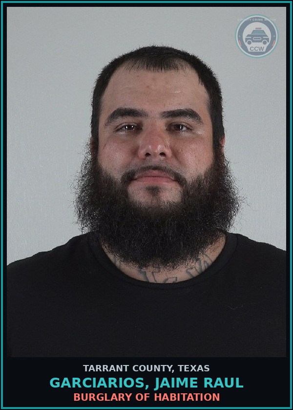 Booking mugshot of Garciarios, Jaime Raul in Tarrant County