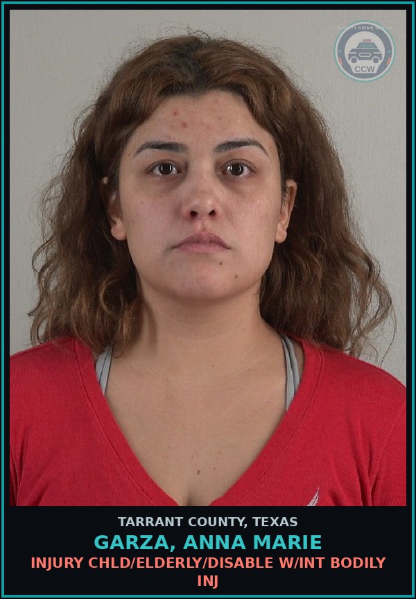 Booking mugshot of Garza, Anna Marie in Tarrant County