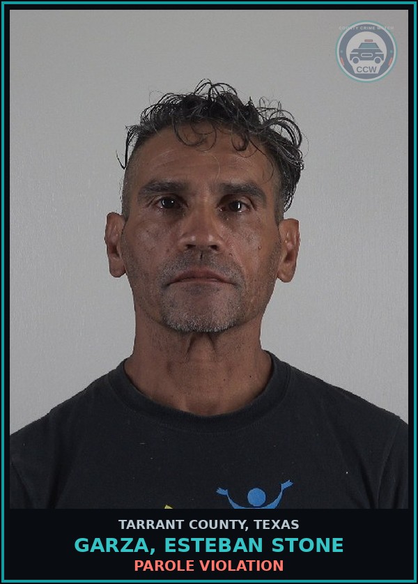 Booking mugshot of Garza, Esteban Stone in Tarrant County