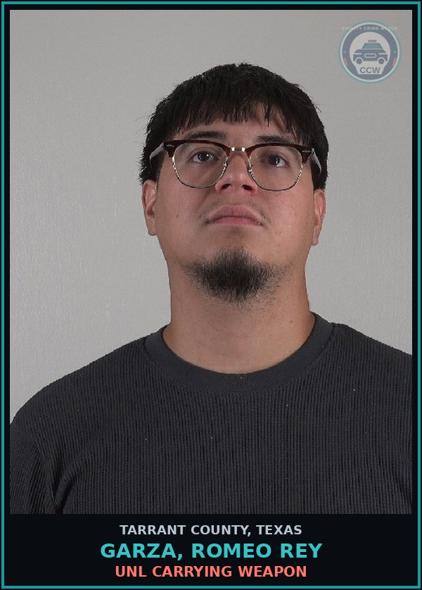 Booking mugshot of Garza, Romeo Rey in Tarrant County