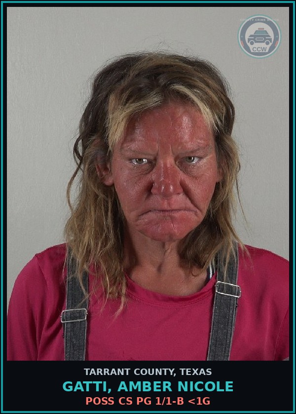Booking mugshot of Gatti, Amber Nicole in Tarrant County