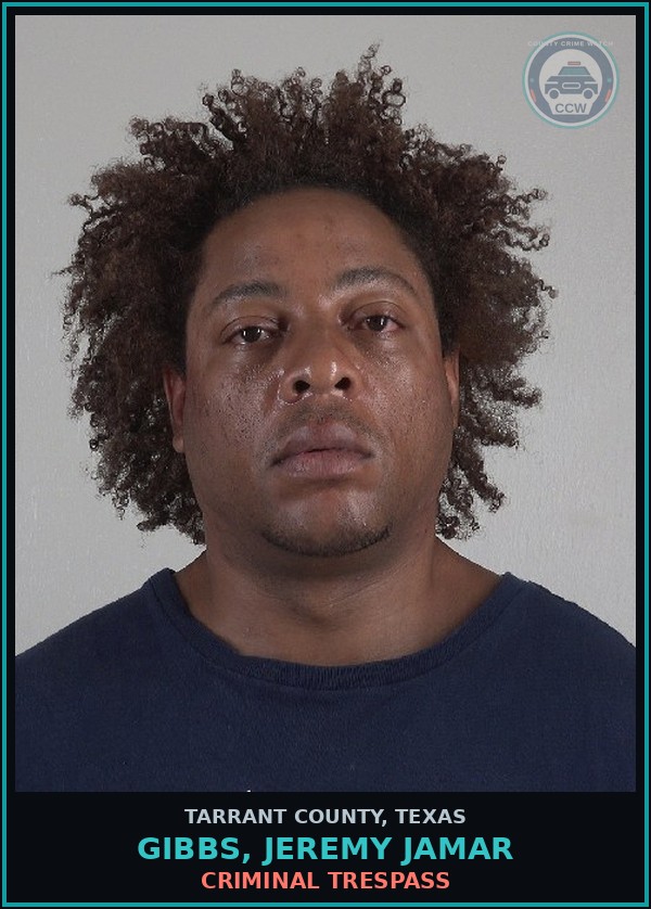 Booking mugshot of Gibbs, Jeremy Jamar in Tarrant County