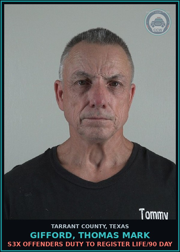 Booking mugshot of Gifford, Thomas Mark in Tarrant County