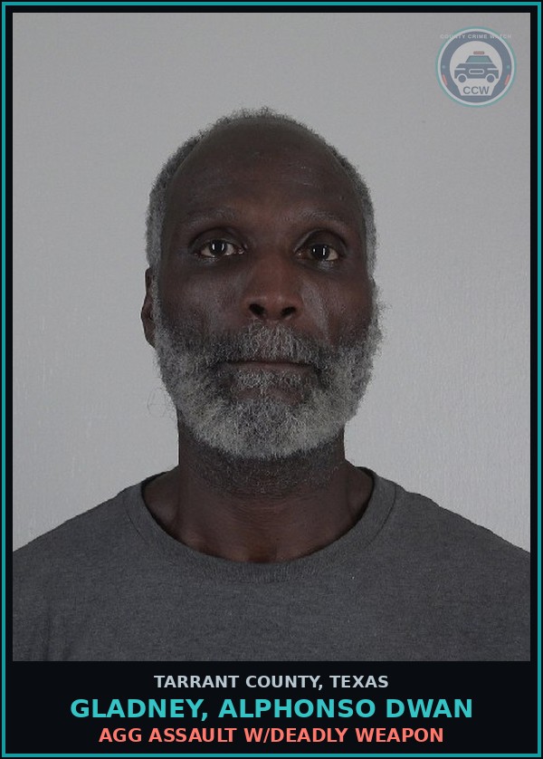 Booking mugshot of Gladney, Alphonso Dwan in Tarrant County