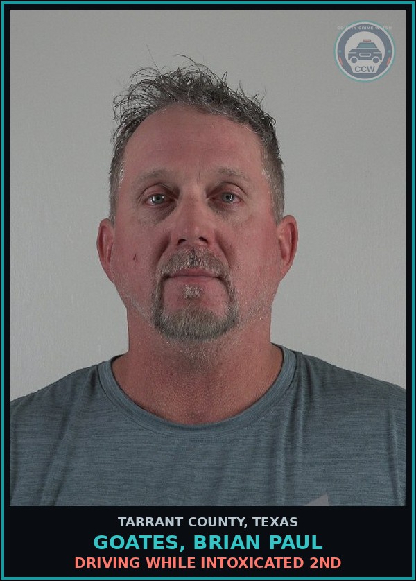 Booking mugshot of Goates, Brian Paul in Tarrant County