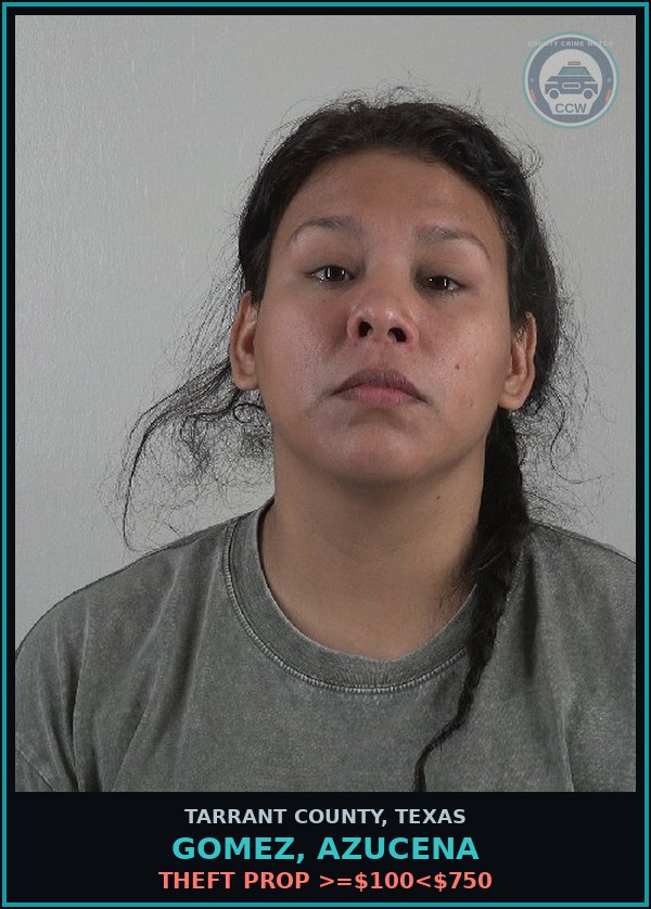 Booking mugshot of Gomez, Azucena in Tarrant County