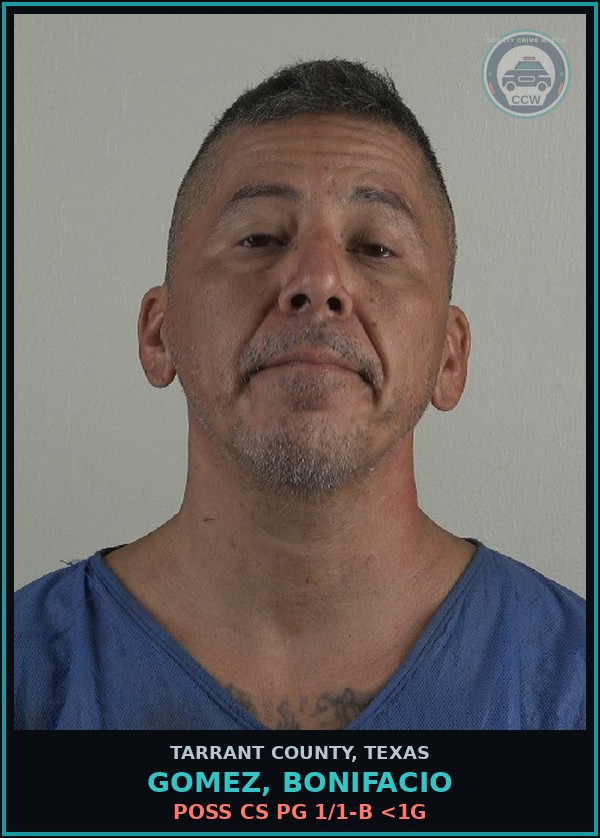 Booking mugshot of Gomez, Bonifacio in Tarrant County