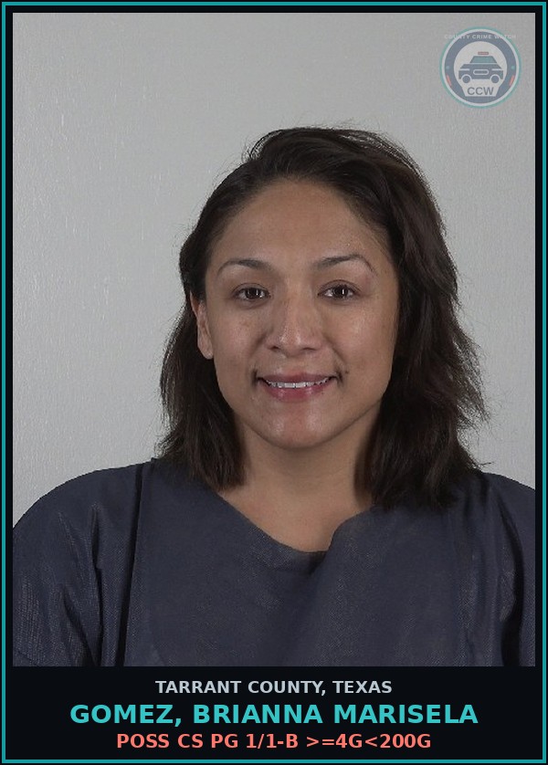 Booking mugshot of Gomez, Brianna Marisela in Tarrant County