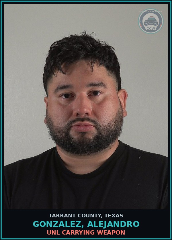 Booking mugshot of Gonzalez, Alejandro in Tarrant County