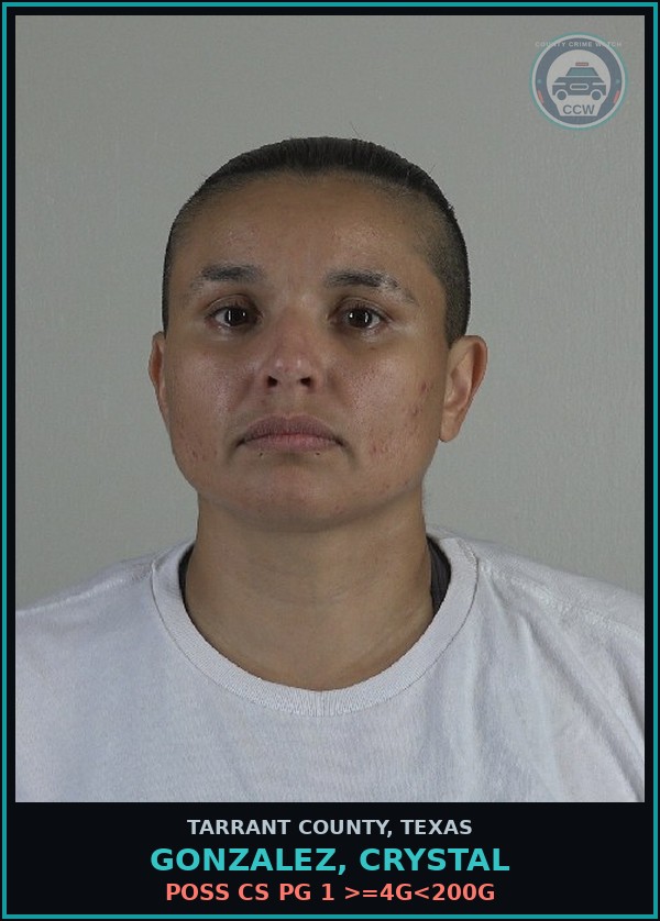 Booking mugshot of Gonzalez, Crystal in Tarrant County