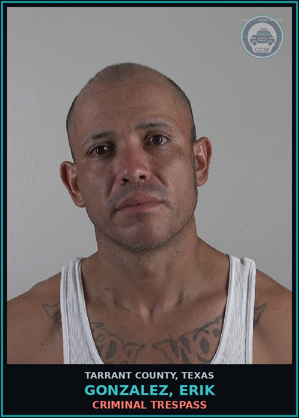 Booking mugshot of Gonzalez, Erik in Tarrant County