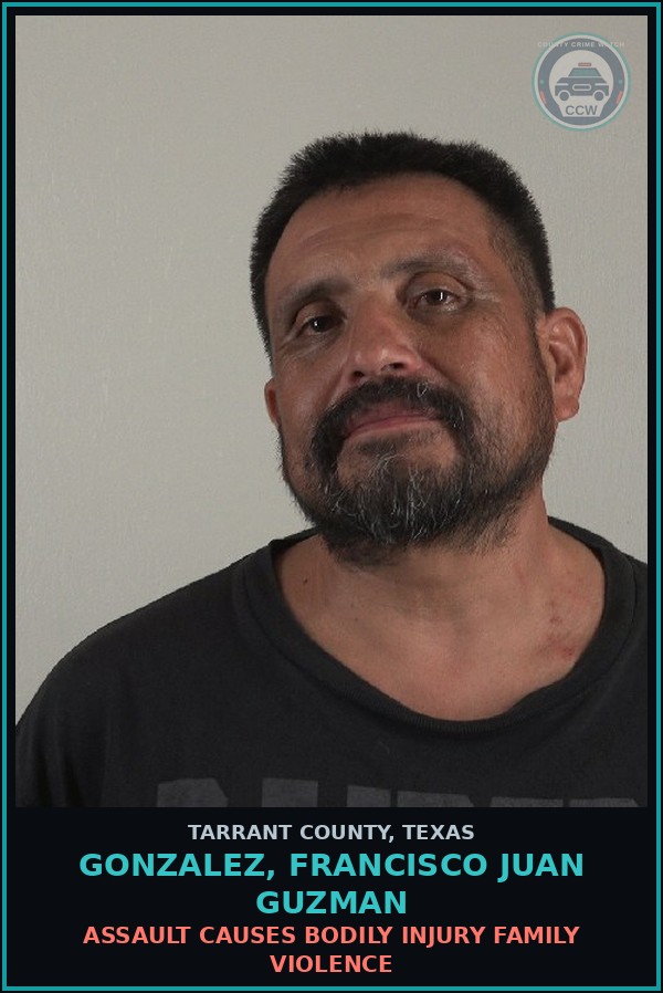 Booking mugshot of Gonzalez, Francisco Juan Guzman in Tarrant County