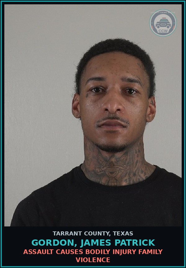 Booking mugshot of Gordon, James Patrick in Tarrant County