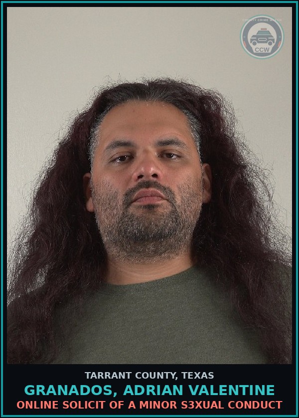 Booking mugshot of Granados, Adrian Valentine in Tarrant County