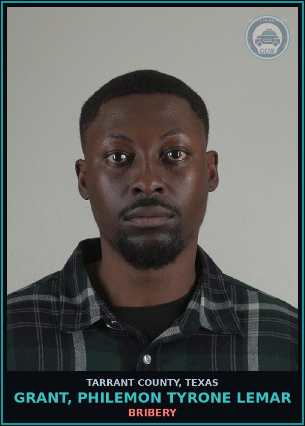 Booking mugshot of Grant, Philemon Tyrone Lemar in Tarrant County