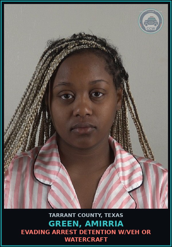 Booking mugshot of Green, Amirria in Tarrant County