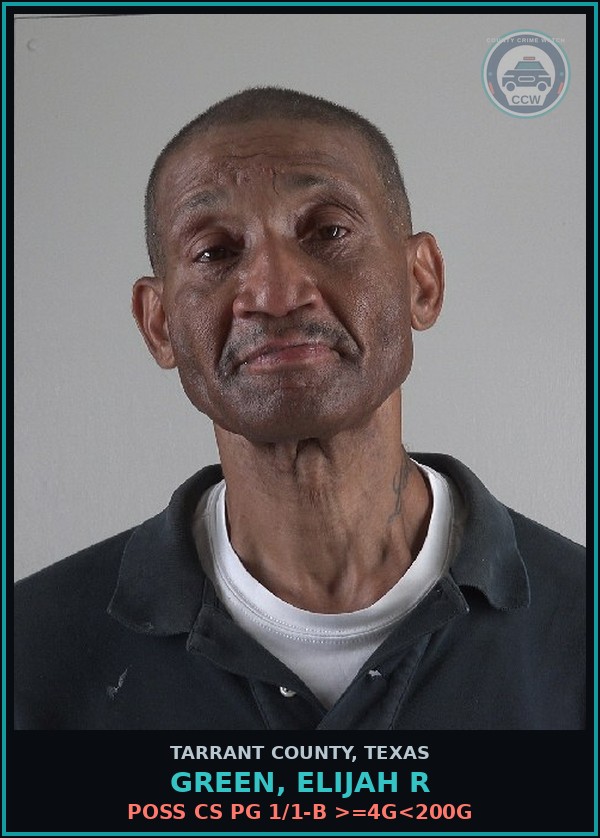 Booking mugshot of Green, Elijah R in Tarrant County