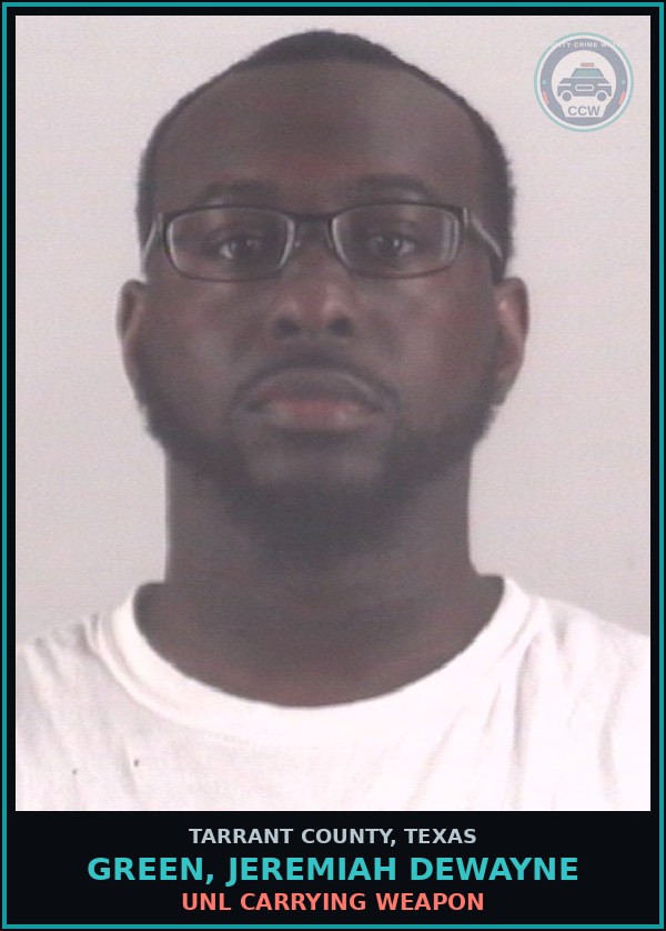 Booking mugshot of Green, Jeremiah Dewayne in Tarrant County