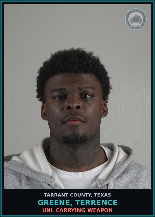 Booking mugshot of Greene, Terrence in Tarrant County