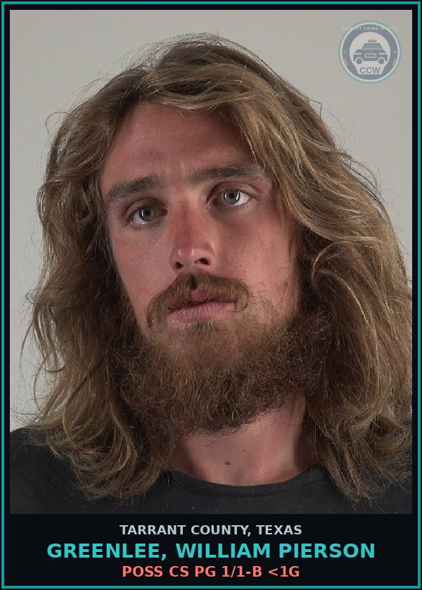 Booking mugshot of Greenlee, William Pierson in Tarrant County