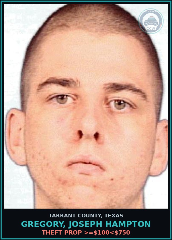Booking mugshot of Gregory, Joseph Hampton in Tarrant County