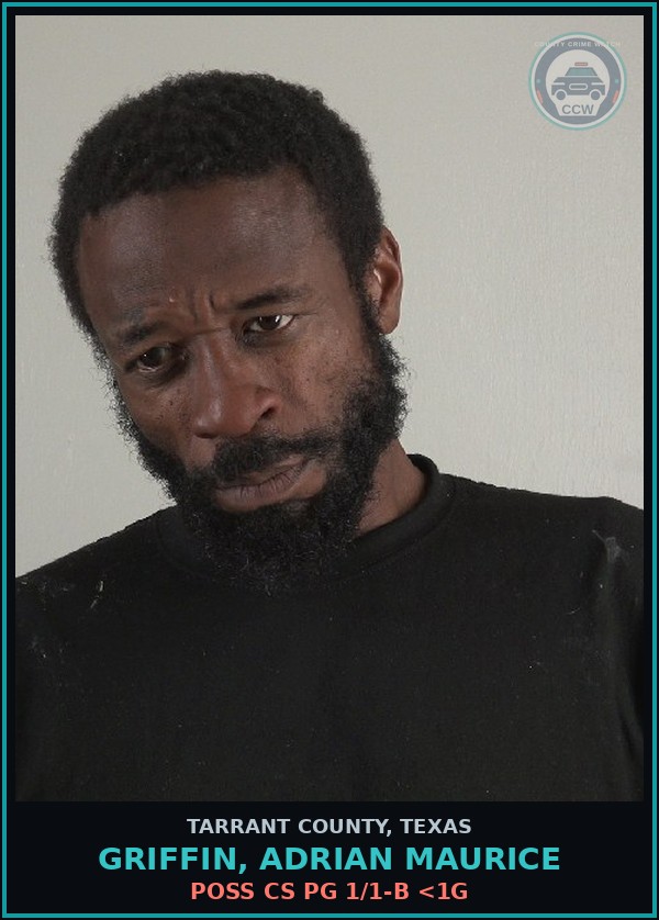 Booking mugshot of Griffin, Adrian Maurice in Tarrant County